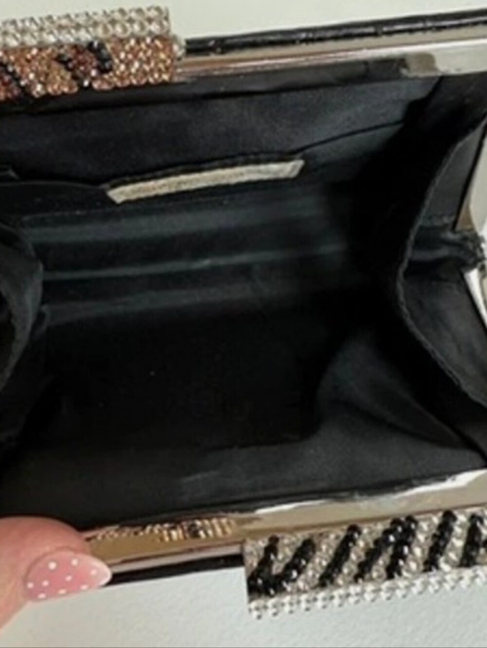 Isabella Adams New York Black Patent Croc-Embossed Evening Clutch - Picture 3 of 7